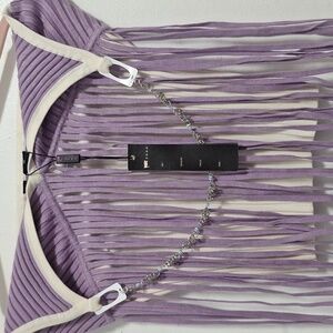 Purple and Cream Fringe Women's Top